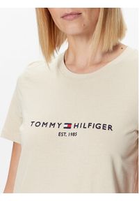 TOMMY HILFIGER - Tommy Hilfiger T-Shirt WW0WW28681 Beżowy Regular Fit. Kolor: beżowy. Materiał: bawełna