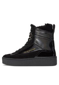 TOMMY HILFIGER - Tommy Hilfiger Botki Patent Laceup City Snow Boot FW0FW07841 Czarny. Kolor: czarny. Materiał: zamsz, skóra #6