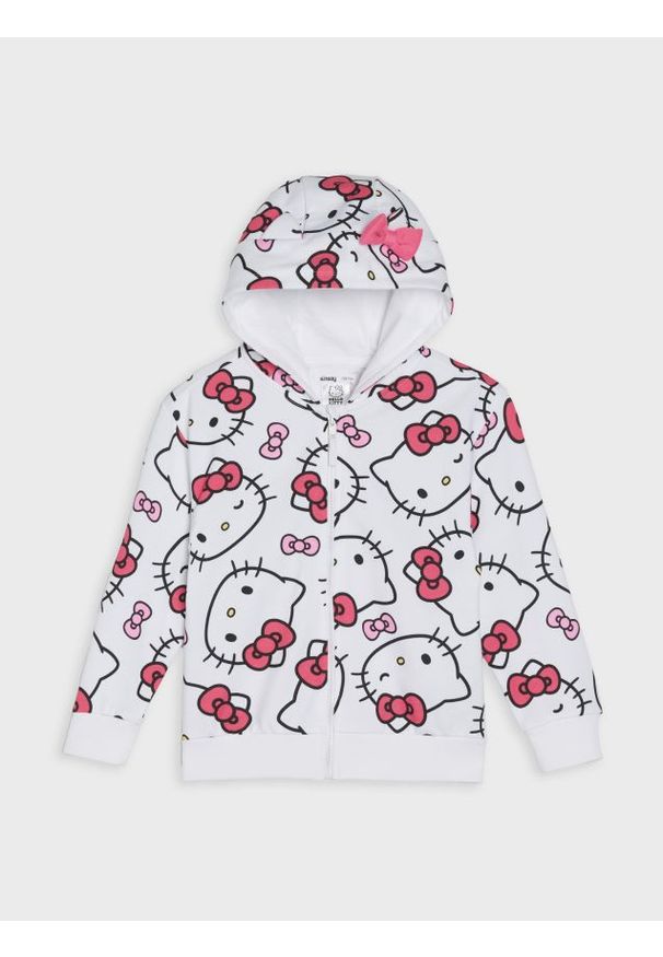 Sinsay - Bluza zip hoodie Hello Kitty - biały. Kolor: biały. Wzór: motyw z bajki