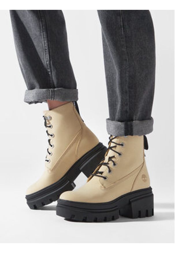 Timberland Botki Everleigh 6In Laceup TB0A61PZEF61 Żółty. Kolor: żółty. Materiał: nubuk, skóra