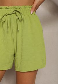 Renee - Jasnozielone Casualowe Szorty Bermudy High Waist Wykończone Gumką w Pasie Otanea. Okazja: na co dzień. Stan: podwyższony. Kolor: zielony. Styl: casual #5