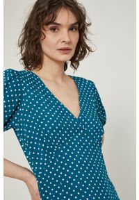 medicine - Medicine sukienka kolor turkusowy midi rozkloszowana. Kolor: turkusowy. Materiał: tkanina. Typ sukienki: rozkloszowane. Długość: midi #5