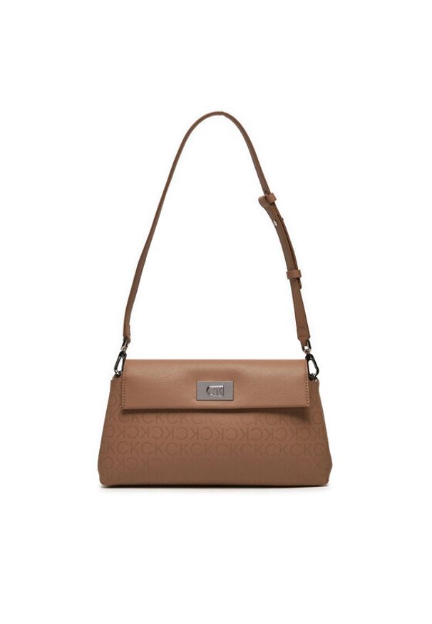 Calvin Klein Torebka Ck Push Shoulder Bag K60K612143 Brązowy. Kolor: brązowy. Materiał: skórzane