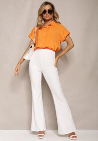 Renee - Pomarańczowa Asymetryczna Koszula Wiskozowa z Krótkim Rękawem Loreleis. Kolor: pomarańczowy. Materiał: wiskoza. Długość rękawa: krótki rękaw. Długość: krótkie #2
