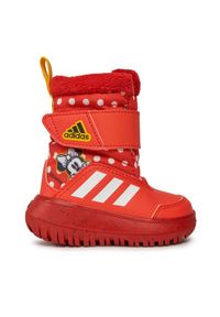Adidas - Śniegowce adidas. Kolor: czerwony. Wzór: motyw z bajki