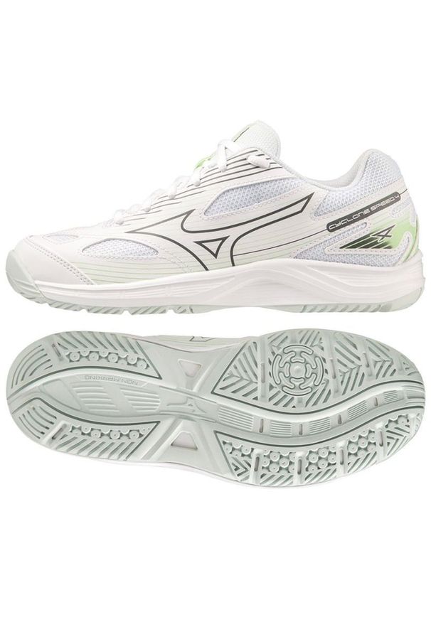 Buty do siatkówki Mizuno Cyclone Speed 4 W V1GC238035 białe białe. Zapięcie: sznurówki. Kolor: biały. Materiał: syntetyk, guma. Sport: siatkówka