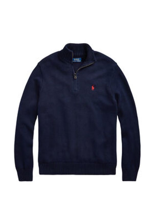 Polo Ralph Lauren Sweter 710859939002 Granatowy Regular Fit. Typ kołnierza: polo. Kolor: niebieski. Materiał: bawełna
