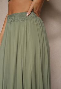 Renee - Zielona Spódnica o Rozkloszowanym Kroju z Wiskozy Lunafina. Okazja: na co dzień. Kolor: zielony. Materiał: wiskoza. Styl: sportowy, klasyczny, casual #3
