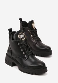 Renee - Czarne Botki Workery Ozdobione Cyrkoniową Aplikacją Iffare. Okazja: na co dzień. Kolor: czarny. Materiał: jeans. Wzór: aplikacja. Styl: casual #6