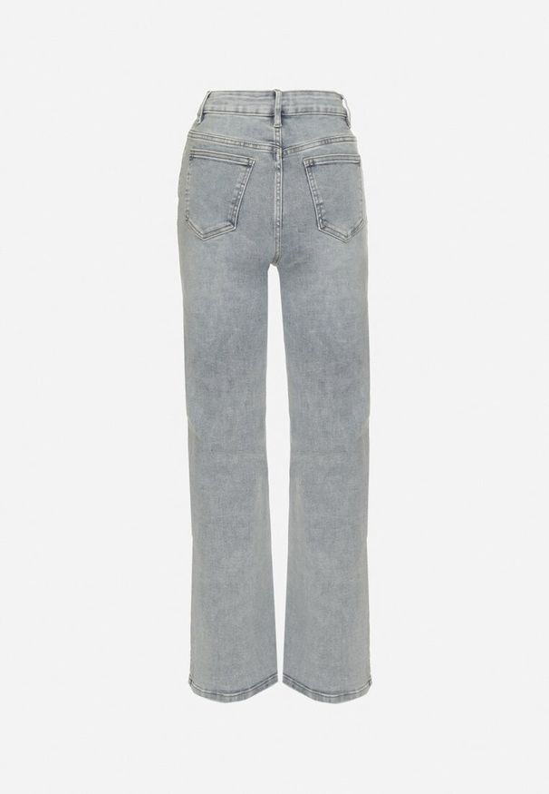 Born2be - Jasnoniebieskie Jeansy o Szerokim Kroju z Wysokim Stanem Audelli. Okazja: na co dzień. Stan: podwyższony. Kolor: niebieski. Styl: elegancki, casual