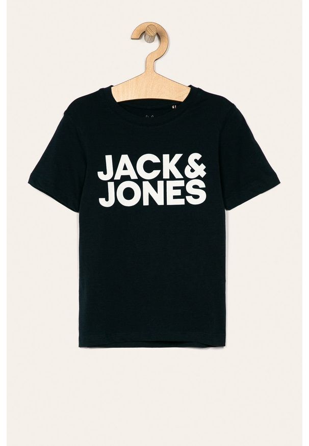 Jack & Jones - T-shirt dziecięcy 128-176 cm. Okazja: na co dzień. Kolor: niebieski. Materiał: bawełna, dzianina. Wzór: nadruk. Styl: casual