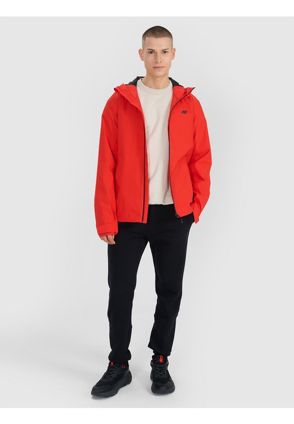 4f - 4F Kurtka przejściowa membrana 5000 męska - czerwona S. Okazja: na co dzień. Typ kołnierza: kaptur. Kolor: czerwony. Materiał: dzianina, syntetyk, materiał, tkanina. Wzór: gładki. Styl: klasyczny, casual, sportowy
