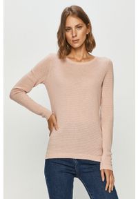 Vero Moda - Sweter. Okazja: na co dzień. Kolor: różowy. Materiał: bawełna, dzianina. Długość rękawa: długi rękaw. Długość: długie. Wzór: gładki. Styl: casual #1