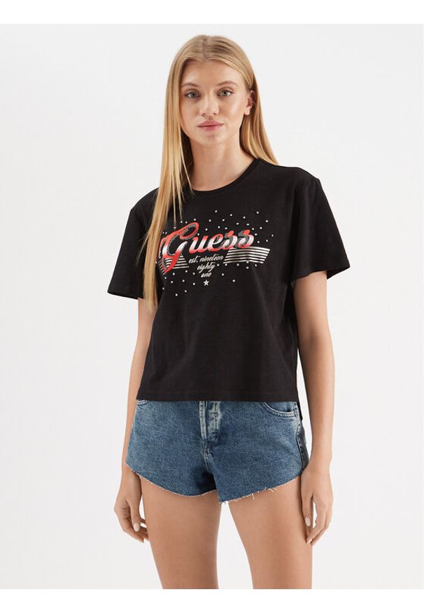 Guess T-Shirt Logo W3GI33 KB3P0 Czarny Boxy Fit. Kolor: czarny. Materiał: bawełna