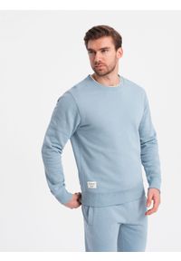 Ombre Clothing - Komplet dresowy męski bluza + spodnie – błękitny V7 Z78 - XXL. Okazja: na co dzień. Kolor: niebieski. Materiał: dresówka. Wzór: aplikacja, jednolity. Styl: casual, klasyczny #1