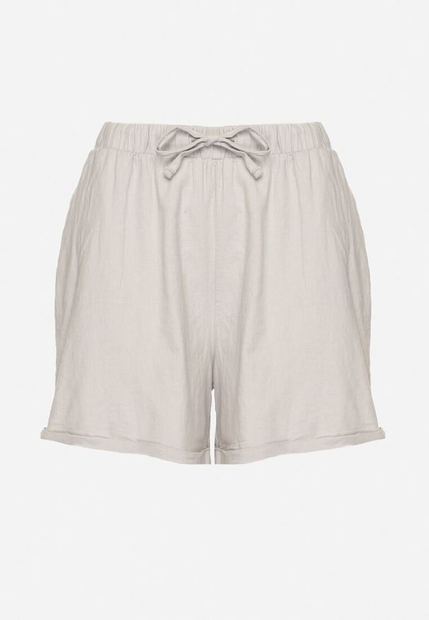 Born2be - Szare Szorty Bawełniane z Elastyczną Gumką w Talii Sarilea. Okazja: na co dzień. Kolor: szary. Materiał: bawełna. Sezon: lato. Styl: casual, elegancki
