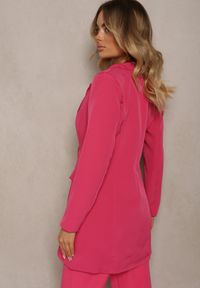 Renee - Ciemnoróżowa Marynarka Taliowana Dwurzędowa Swal. Kolor: różowy. Długość rękawa: długi rękaw. Długość: długie. Styl: elegancki