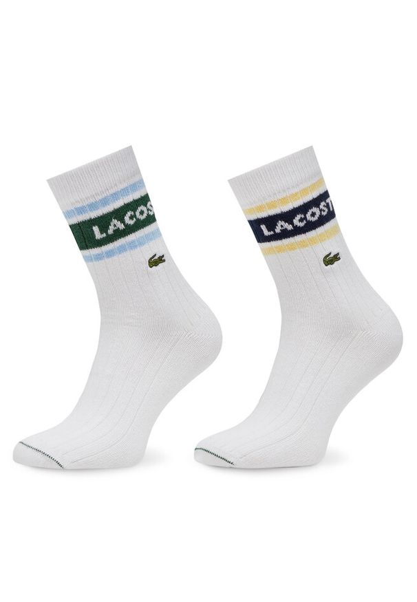 Zestaw 2 par wysokich skarpet unisex Lacoste. Kolor: biały