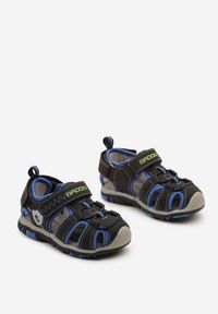 Born2be - Czarno-Niebieskie Sandały Sportowe na Rzepy z Wkładką ze Skóry Naturalnej Wavia. Zapięcie: rzepy. Kolor: czarny. Materiał: skóra. Styl: sportowy #3