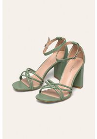 ANSWEAR - Answear - Sandały Ideal Shoes. Zapięcie: klamry. Kolor: miętowy. Materiał: syntetyk, materiał, skóra ekologiczna. Wzór: gładki. Obcas: na obcasie. Wysokość obcasa: średni #2