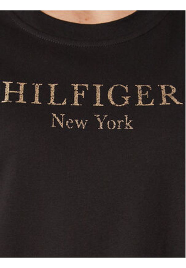 TOMMY HILFIGER - Tommy Hilfiger T-Shirt Foil WW0WW37194 Czarny Regular Fit. Kolor: czarny. Materiał: bawełna