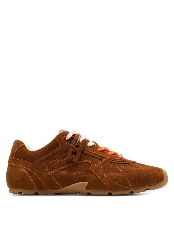 Nokwol Sneakersy Atlas Brązowy. Kolor: brązowy. Materiał: zamsz, skóra