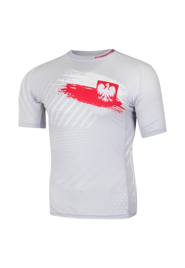 Koszulka biegowa męska z krótkim rękawem EXTREME HOBBY POLSKA PRIME. Kolor: biały. Materiał: poliester, elastan. Długość rękawa: krótki rękaw. Długość: krótkie. Sport: kolarstwo, bieganie