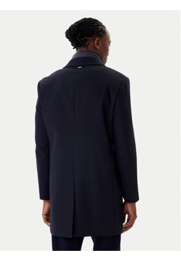Bugatti Płaszcz wełniany 821628-84221 M Granatowy Regular Fit. Kolor: niebieski. Materiał: wełna, syntetyk