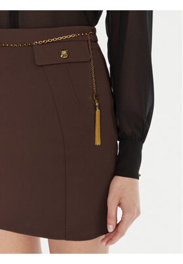 Elisabetta Franchi Spódnica mini GO-148-57E2-V380 Brązowy Slim Fit. Kolor: brązowy. Materiał: syntetyk