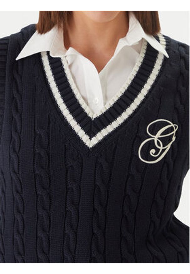 GANT - Gant Sweter 4805441 Granatowy Regular Fit. Kolor: niebieski. Materiał: bawełna