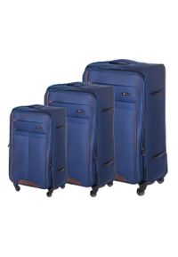 Zestaw walizek miękkich 4w1 Solier STL1311 granatowo-brązowy. Kolor: wielokolorowy, brązowy, niebieski. Materiał: materiał