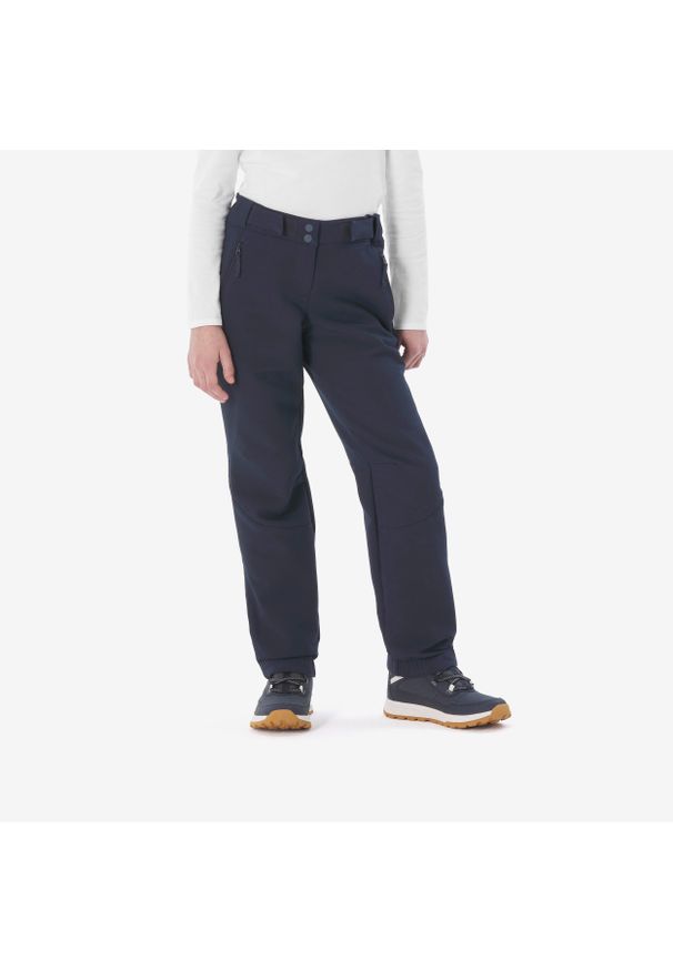 quechua - Spodnie softshell turystyczne dla dzieci Quechua MH500. Kolor: niebieski. Materiał: elastan, poliester, materiał. Sezon: zima, lato. Sport: turystyka piesza