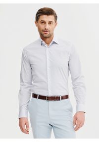 Pako Lorente - PAKO LORENTE – Biała koszula męska w wiatraczki. Kolor: biały. Materiał: bawełna, elastan. Długość rękawa: długi rękaw. Długość: długie. Sezon: lato, wiosna