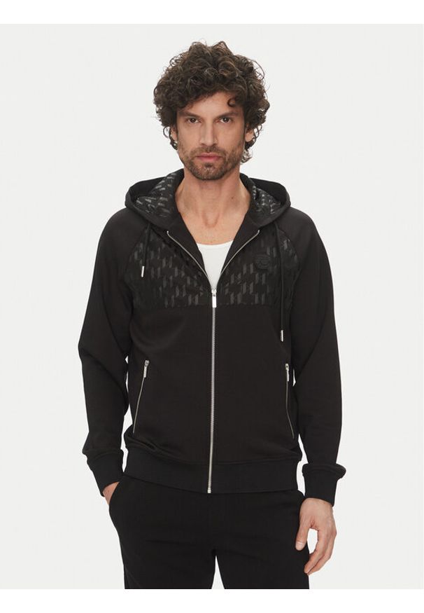 Karl Lagerfeld - KARL LAGERFELD Bluza 705022 552901 Czarny Regular Fit. Typ kołnierza: dekolt w karo. Kolor: czarny. Materiał: syntetyk