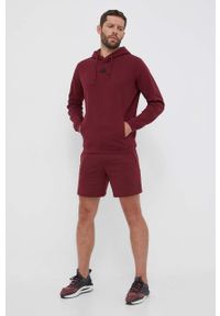 Adidas - adidas bluza męska kolor bordowy z kapturem gładka. Typ kołnierza: kaptur. Kolor: czerwony. Materiał: tkanina, włókno, dzianina, materiał. Wzór: gładki #4