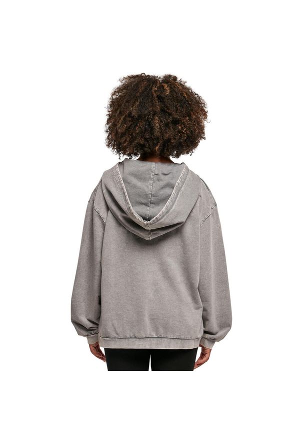 BUILD YOUR BRAND - Damska Bluza Z Kapturem Acid Wash Oversized Hoodie. Typ kołnierza: kaptur. Kolor: szary