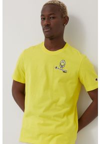 Champion t-shirt bawełniany CHAMPION X SMILEY kolor żółty z aplikacją. Kolor: żółty. Materiał: bawełna. Wzór: aplikacja