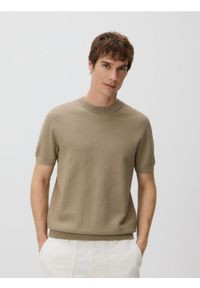 Reserved - Strukturalny sweter z wiskozą - beżowy. Kolor: beżowy. Materiał: wiskoza #1