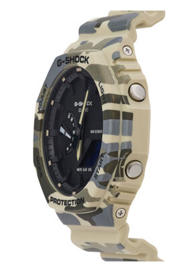 G-Shock Zegarek GA-2100CM-5AER Beżowy. Kolor: beżowy. Materiał: syntetyk