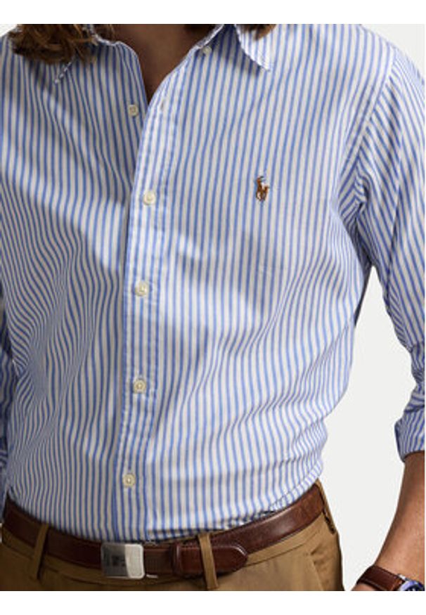 Polo Ralph Lauren Koszula 710886462003 Błękitny Custom Fit. Typ kołnierza: polo. Kolor: niebieski. Materiał: bawełna