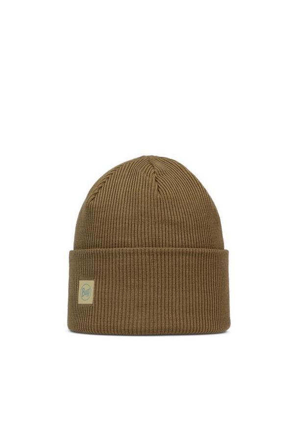 Buff - Czapka BUFF CROSSKNIT BEANIE SOLID GINGKO. Kolor: brązowy. Sezon: zima. Styl: sportowy