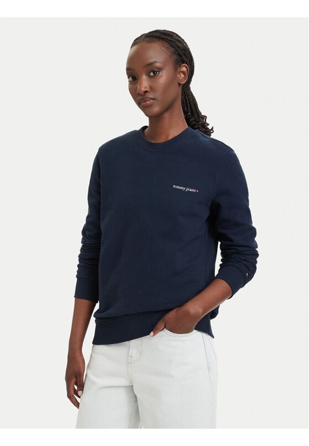 Tommy Jeans Bluza Ess Logo DW0DW22829 Granatowy Regular Fit. Kolor: niebieski. Materiał: bawełna