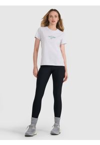 4f - 4F T-shirt regular z nadrukiem damski - szary M. Okazja: na co dzień. Kolor: szary. Materiał: dzianina, jersey, materiał, bawełna. Długość rękawa: krótki rękaw. Długość: krótkie. Wzór: nadruk. Styl: sportowy, klasyczny, casual