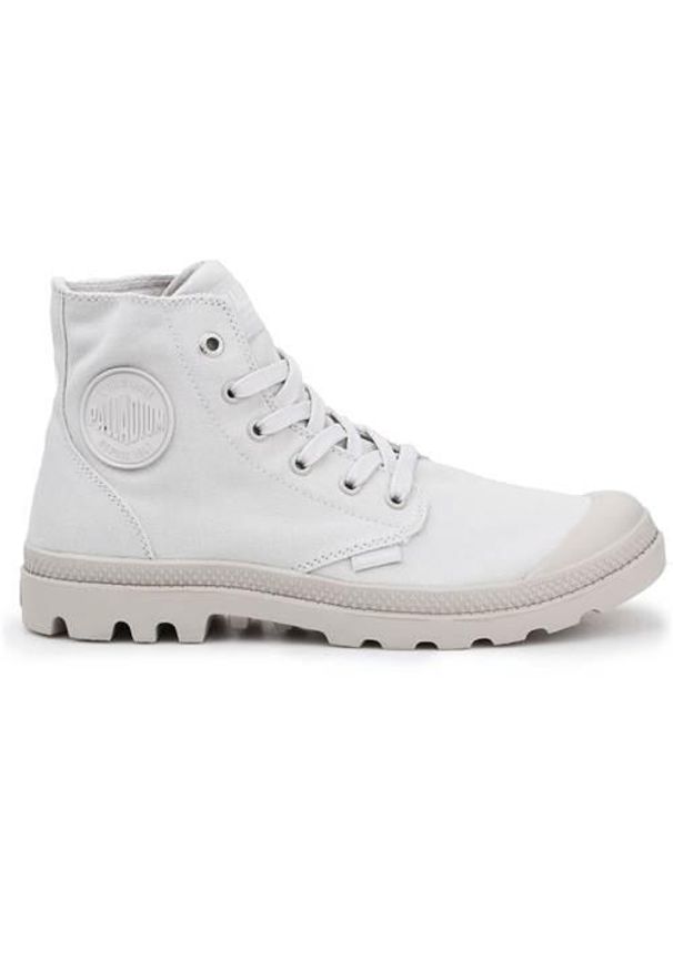 Buty do chodzenia unisex Palladium Pampa HI Mono U Moonstruck. Wysokość cholewki: za kostkę. Zapięcie: sznurówki. Kolor: szary. Materiał: guma, syntetyk, materiał. Szerokość cholewki: normalna. Sport: turystyka piesza