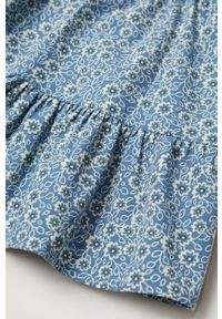 Mango Kids - Sukienka dziecięca VIVIAN. Kolor: niebieski. Materiał: tkanina, bawełna. Długość rękawa: krótki rękaw. Wzór: kwiaty. Typ sukienki: rozkloszowane. Długość: mini #2