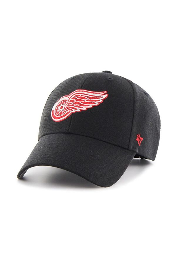 47 Brand - 47brand Czapka NHL Detroit Red Wings kolor czarny z aplikacją. Kolor: czarny. Wzór: aplikacja