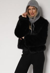 Born2be - Szara Czapka Kominiarka z Wełną o Kroju Kaptura z Kominem Linezra. Kolor: szary. Materiał: wełna. Styl: casual, elegancki #3