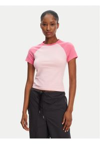 Juicy Couture T-Shirt Contrast JCWCT125307 Różowy Slim Fit. Kolor: różowy. Materiał: bawełna