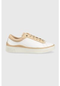 TOMMY HILFIGER - Tommy Hilfiger sneakersy skórzane kolor beżowy. Nosek buta: okrągły. Zapięcie: sznurówki. Kolor: beżowy. Materiał: skóra #1