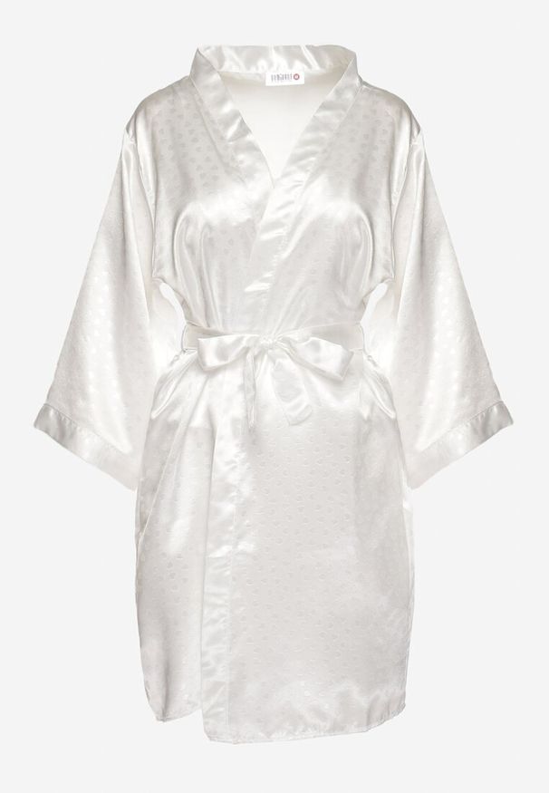 Born2be - Biały 6-częściowy Komplet Piżamowy Szlafrok, Koszula Nocna Spodnie Top Szorty i Opaska Kirosa. Kolor: biały. Długość: długie